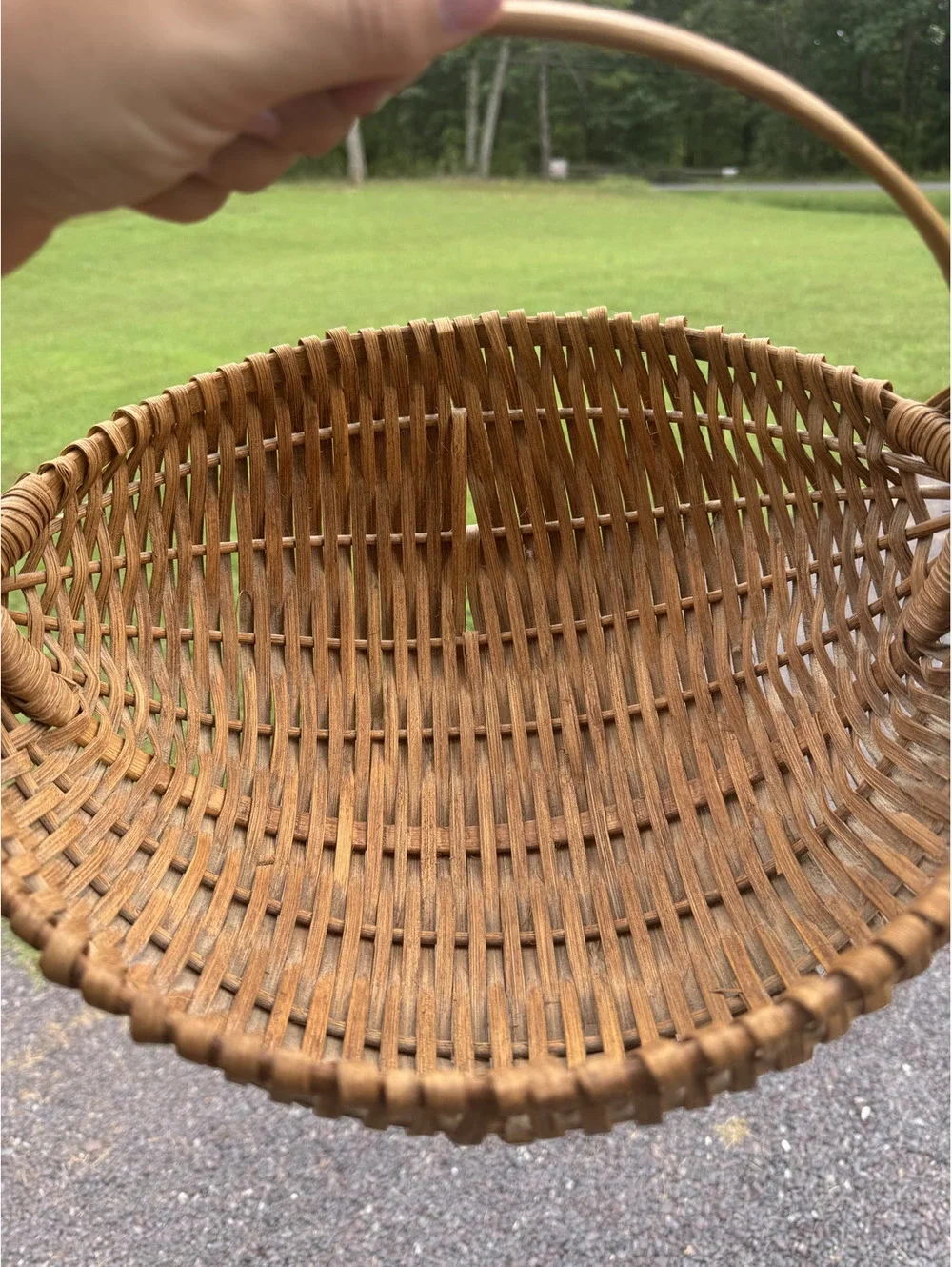 Vintage Handwoven Natural Wicker Basket with Handle